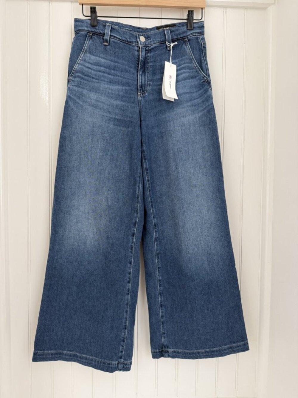 AG Stella Ankle Low Slung Palazzo Wide Leg Jeans — Indigo Shade, Size 24 NWT